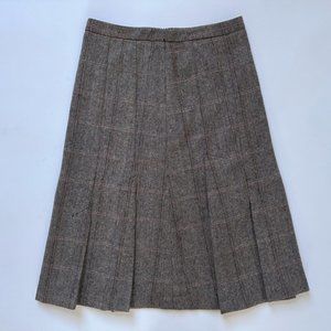 Vintage NWT Wool Blend Tweed Herringbone Pleated Academia Skirt size 4 or Small